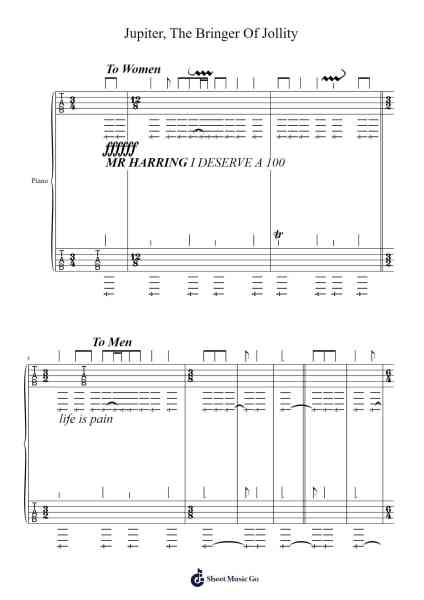 Jupiter, The Bringer of Jollity Sheet Music by Gustav Holst-Arr.Gwenpritt Chillor