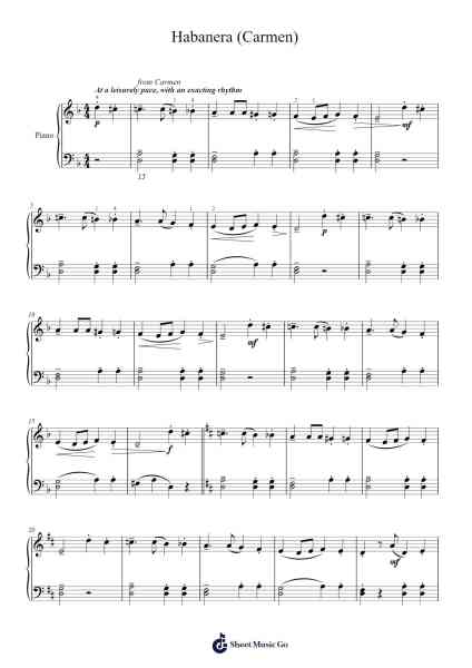 Habanera (Carmen) - Georges Bizet Sheet Music by Georges Bizet-Arr.Darcarr