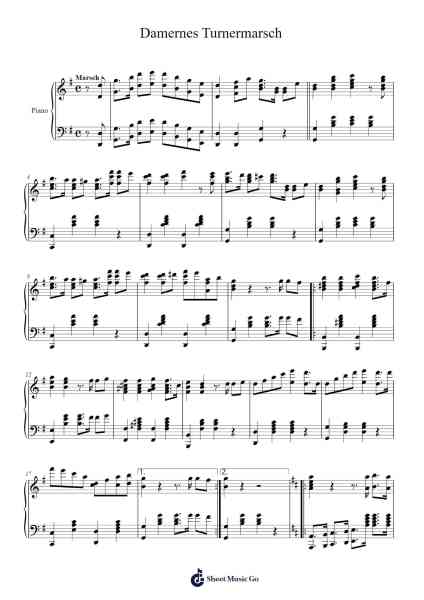 Damernes Turnermarsch Sheet Music by Gunvor Rytterager-Arr.Holtbelle
