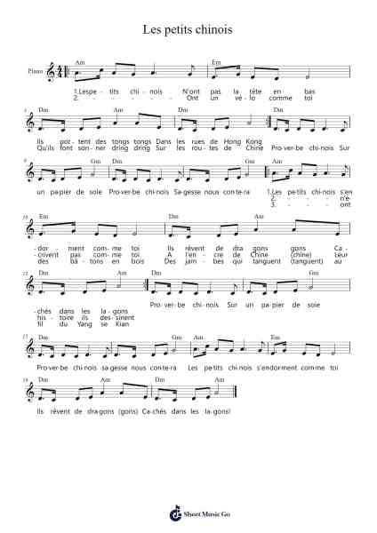Les petits chinois Sheet Music by camillespandr-Arr.Bartrhys Shelcie