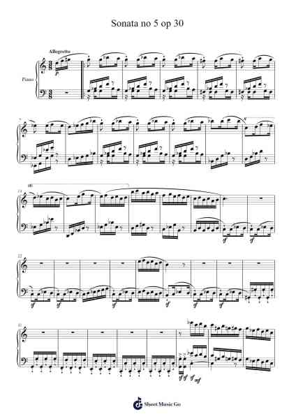 Sonata No. 5 in D Major, Op. 30 Sheet Music by Celeab A-Arr.Marmo