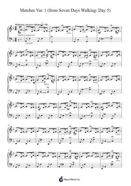 Matches Var. 1 (from Seven Days Walking: Day 5) Ноты для фортепиано от Ludovico Einaudi-Arr.Gaelroy