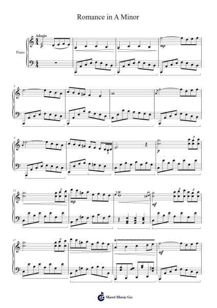 Romance in A Minor Sheet Music by poopuglypoop2-Arr.Geward Mansloyd