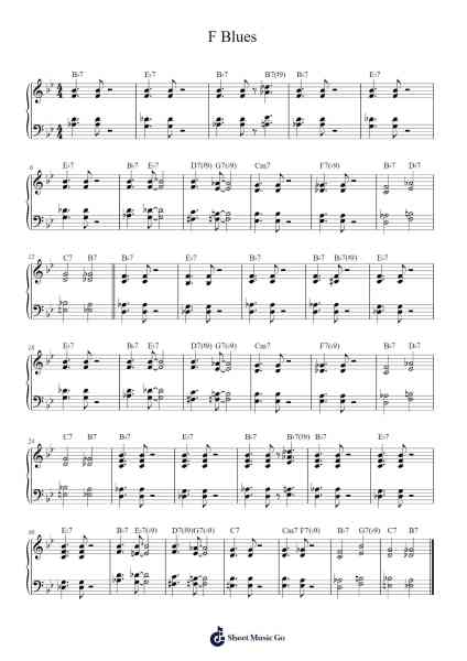 F Blues Sheet Music by Unknown author-Arr.Seac