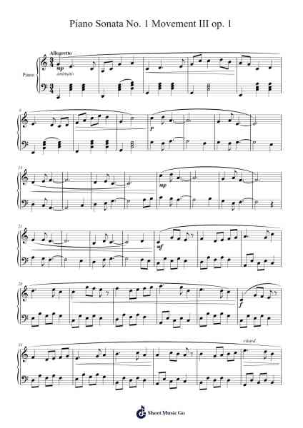 Piano Sonata No. 1 in F Minor, Op. 1: III. Allegro Sheet Music by Jonathan M. Duncan-Arr.Greenblack Xawilde
