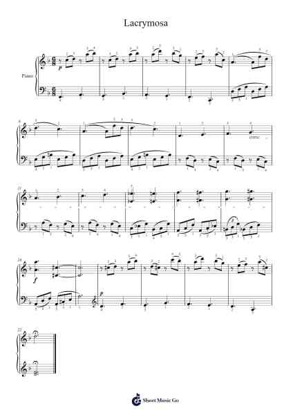Requiem in D Minor, K. 626: III. Sequentia - Lacrimosa Sheet Music by Wolfgang Amadeus Mozart-Arr.Losopp Webslin