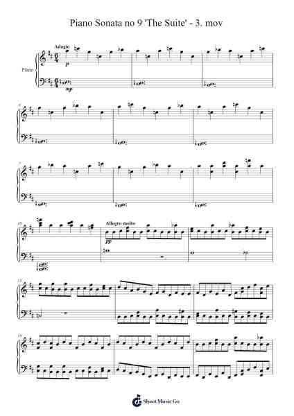 Piano Sonata no 9 'The Suite' - 3. mov Sheet Music by undefined-Arr.Gasper Inlot