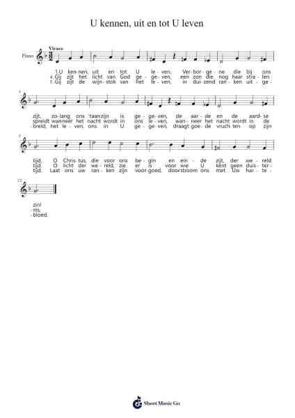 U kennen, uit en tot U leven Sheet Music by -Arr.Rusden