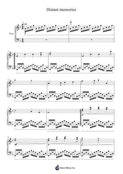 Distant memories Sheet Music by Porcook Vinniei-Arr.Restan