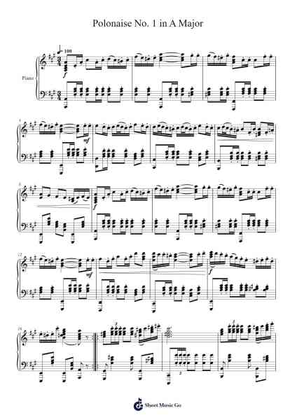 Polonaise No. 1 in A Major Sheet Music by agastyaveluri-Arr.Tice Charsweet