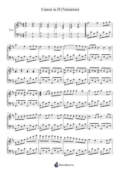 Canon in D Sheet Music by Johann Pachelbel-Arr.Natpold Vinvin