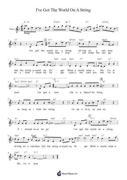 I've Got The World On A String Sheet Music by Harold Arlen-Arr.Mortion Woolftab