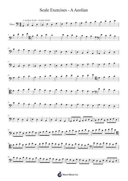 Scale Exercises - A Aeolian Sheet Music by Lady Bass Music-Arr.Toutpeg