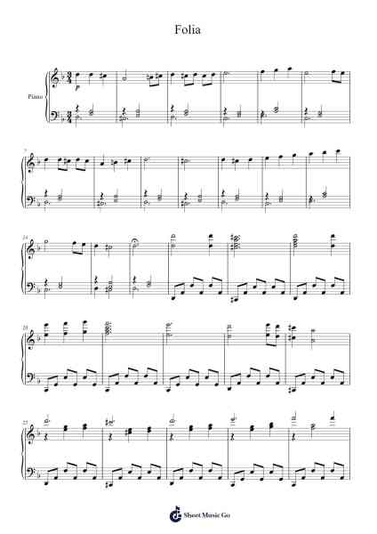 Folia 樂譜由 Sofia Cordero - 編曲 Joeswift Mcyves