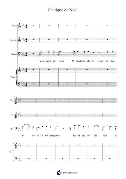 Cantique de Noel Sheet Music by AC Adam-Arr.Popgram Migcky