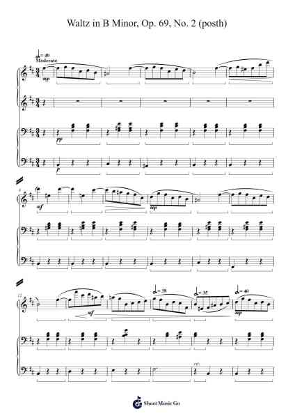 Waltz in B Minor, Op. 69, No. 2 (posth) Sheet Music by Frédéric Chopin-Arr.Debleign Jeston