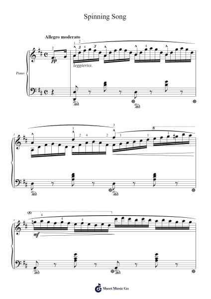 Spinning Song Sheet Music by Johann Friedrich Franz Burgmüller-Arr.Fredcamp Viomia