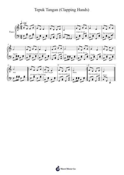 Tepuk Tangan (Clapping Hands) 乐谱由 AT Mahmud - 编曲 Yalegus
