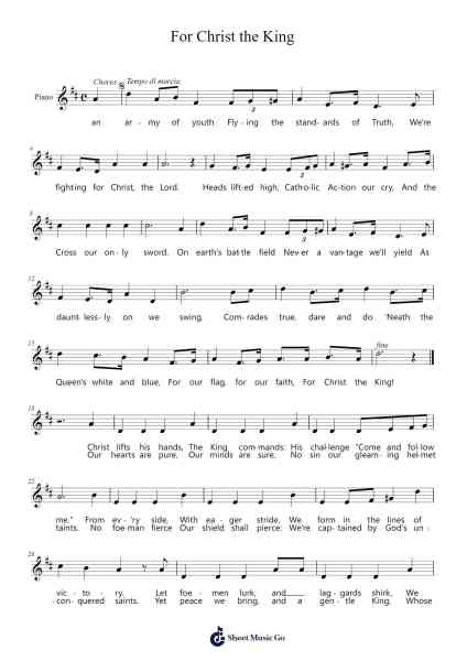 For Christ the King Sheet Music by Rev. Daniel A. Lord, S.J.-Arr.Gusswift