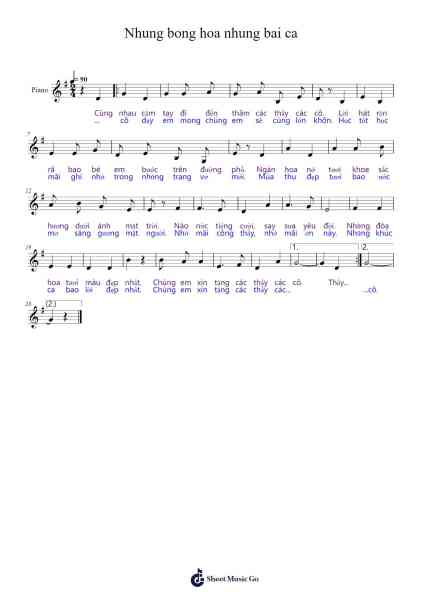 Nhung bong hoa nhung bai ca Sheet Music by Brycereg Yetren-Arr.Maypaul