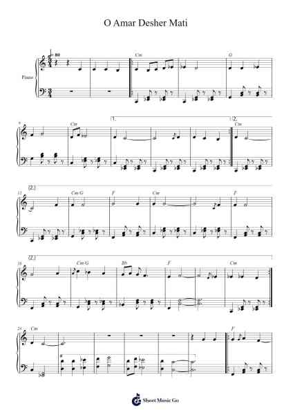 O Amar Desher Mati Sheet Music by Rabindranath Tagore-Arr.Hodhill
