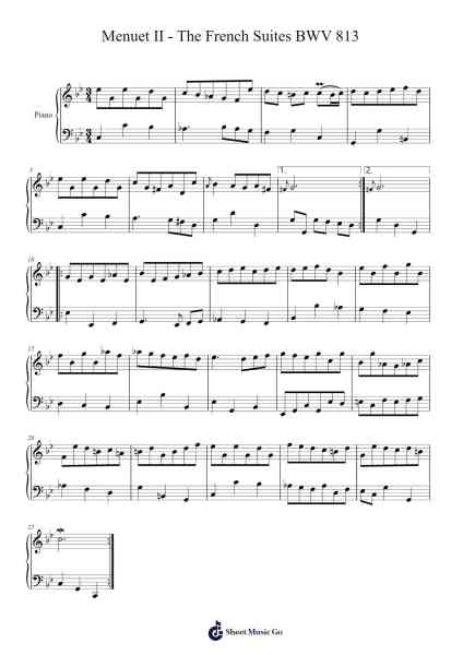 Menuet II - The French Suites BWV 813 Sheet Music by Johann Sebastian Bach-Arr.Sanjay Lanh