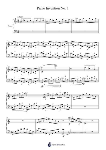 Piano Invention No. 1 Sheet Music by drmejiae-Arr.Saster Hawreed