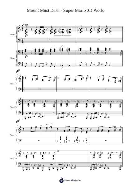Mount Must Dash - Super Mario 3D World Sheet Music by Nintendo Entertainment-Arr.Spenvice