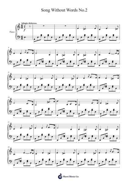 Song Without Words No.2 Sheet Music by Yorkkim-Arr.Songes