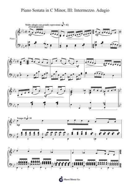 Piano Sonata in C Minor, III: Intermezzo. Adagio Sheet Music by Keljames Campnore-Arr.Eipsgold Maudman