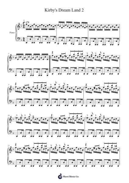 Kirby's Dream Land 2 Sheet Music by Misc Computer Games-Arr.Popnis Drewtience
