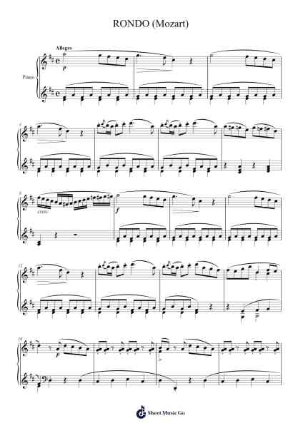 Rondo 樂譜由 Wolfgang Amadeus Mozart - 編曲 Cisraine