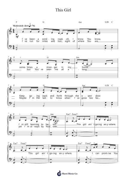 This Girl Sheet Music by Lauren Daigle-Arr.Wrightrae
