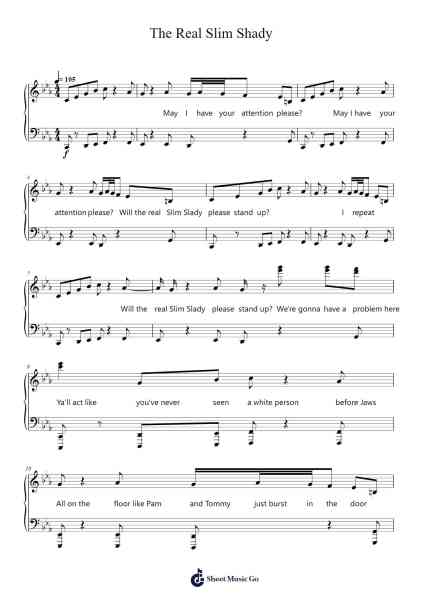 The Real Slim Shady Sheet Music by Eminem-Arr.Canzel