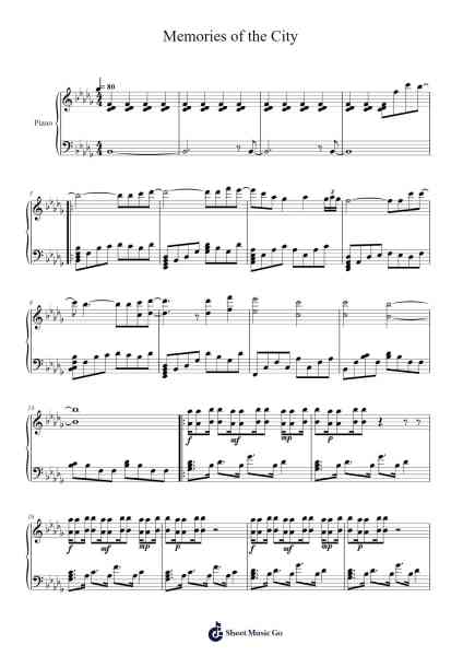 Memories of the City Sheet Music by Shoji Meguro-Arr.Payrusk