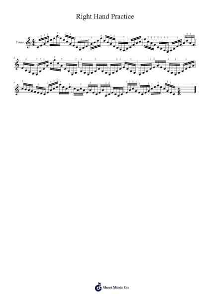 Right Hand Practice Sheet Music by yunfenglin04-Arr.Temlouie Ramsjo