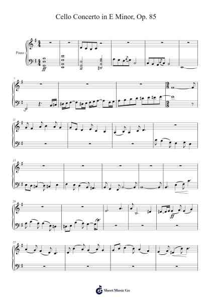 Cello Concerto in E Minor, Op. 85 Sheet Music by Edward Elgar-Arr.Simpbrown