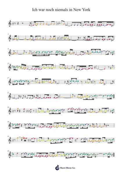 Ich war noch niemals in New York Sheet Music by -Arr.Dwighthart Mickrold