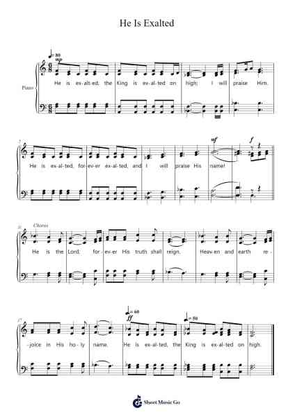 He Is Exalted Sheet Music by Twila Paris-Arr.Krisbe Chadky