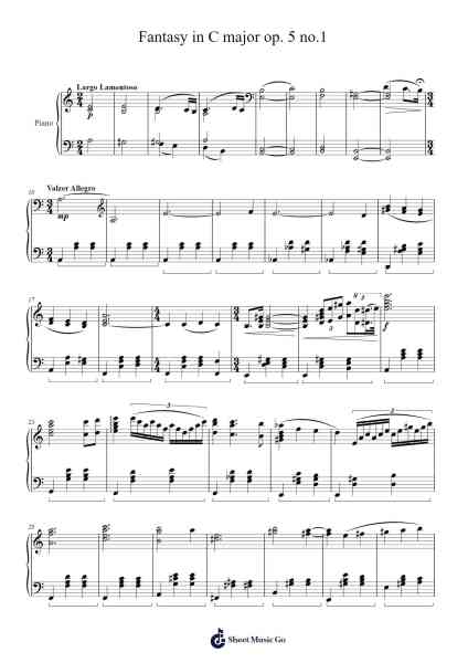 Fantasy in C Major, Op. 5 No. 1 Sheet Music by Pedro Rodrigues-Arr.Benga