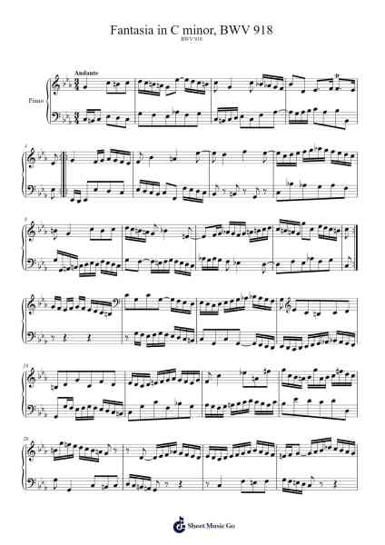 Fantasia in C Minor, BWV 918 Sheet Music by Johann Sebastian Bach-Arr.Fordniah