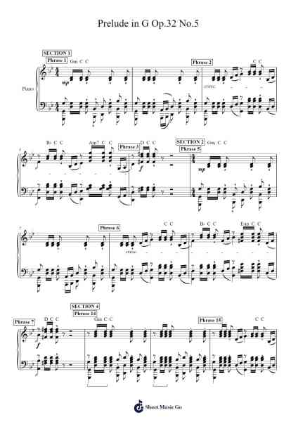 Prelude in G Major, Op. 32 No. 5 Sheet Music by Sergei Rachmaninoff-Arr.Danchloe