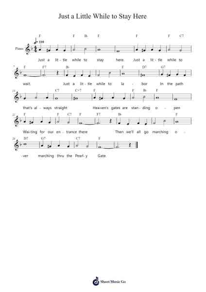 Just a Little While to Stay Here Sheet Music by Eugene Monroe Bartlett-Arr.Betle