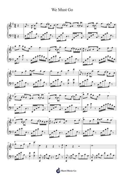 We Must Go Sheet Music by Yuki Hayashi-Arr.Janecher Duh