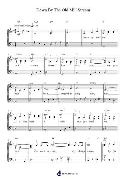 Down By The Old Mill Stream Sheet Music by Tell Taylor-Arr.Wrighttab