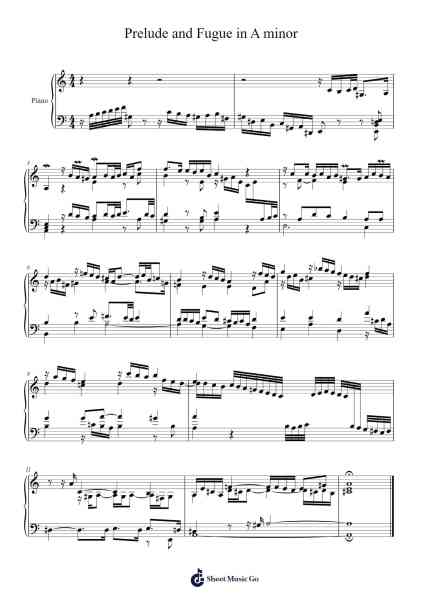 Prelude and Fugue in A Minor, BWV 895 Sheet Music by Johann Sebastian Bach-Arr.Swinale Reedria