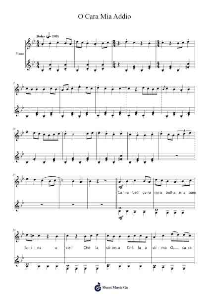 O Cara Mia Addio Sheet Music by Mike Morasky-Arr.Loborn Chadrie