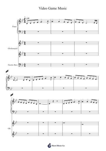 Video Game Music Sheet Music by -Arr.Conboyle