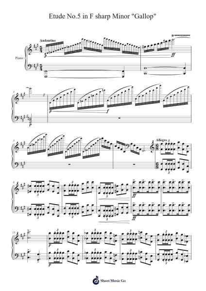 Etude No.5 in F sharp Minor "Gallop" Sheet Music by James Lawrence-Arr.Bardtrid