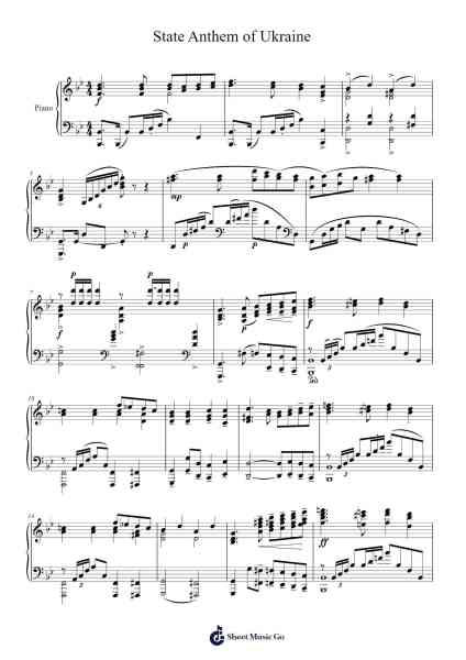 State Anthem of Ukraine Sheet Music by Mykhailo Verbytsky-Arr.Humedell Sobon